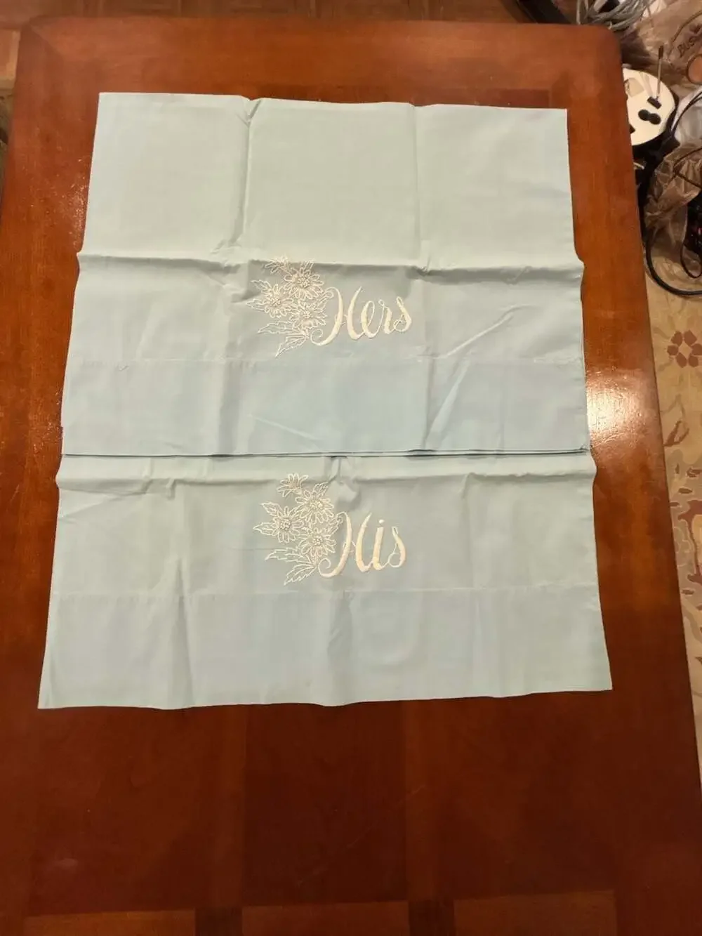 Vintage Cannon Percale Combsspun His and Hers Pillowcases Light Blue Set of 2